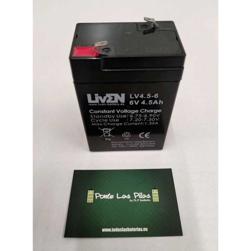 6V 4.5Ah Liven Borne T1 Lead Battery
