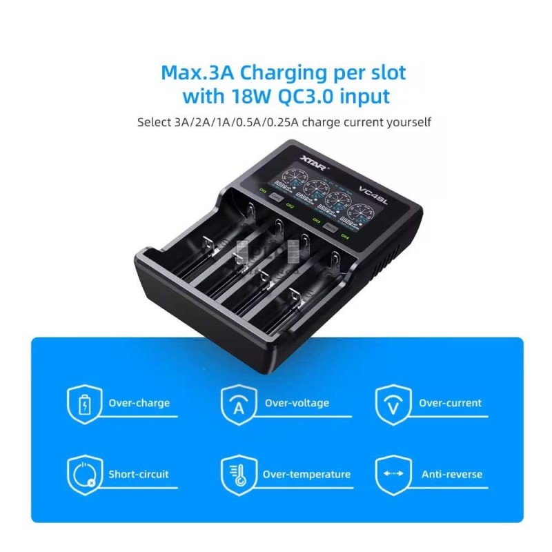 Cargador XTAR VC4 Li-Ion y Ni-Mh | Comprar Online | PLP Batteries