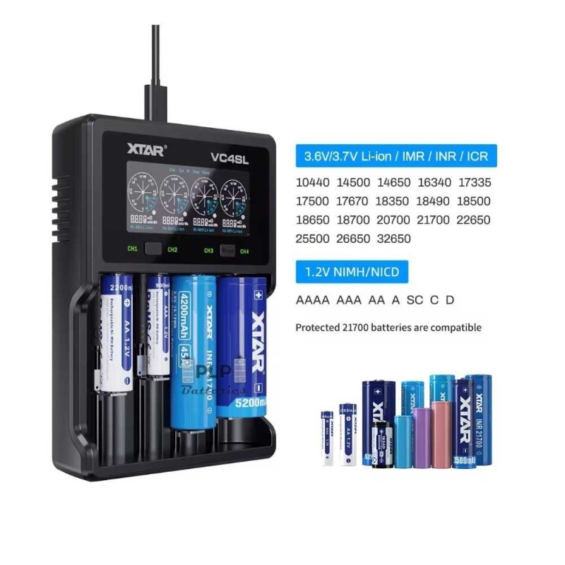 Cargador XTAR VC4 Li-Ion y Ni-Mh | Comprar Online | PLP Batteries