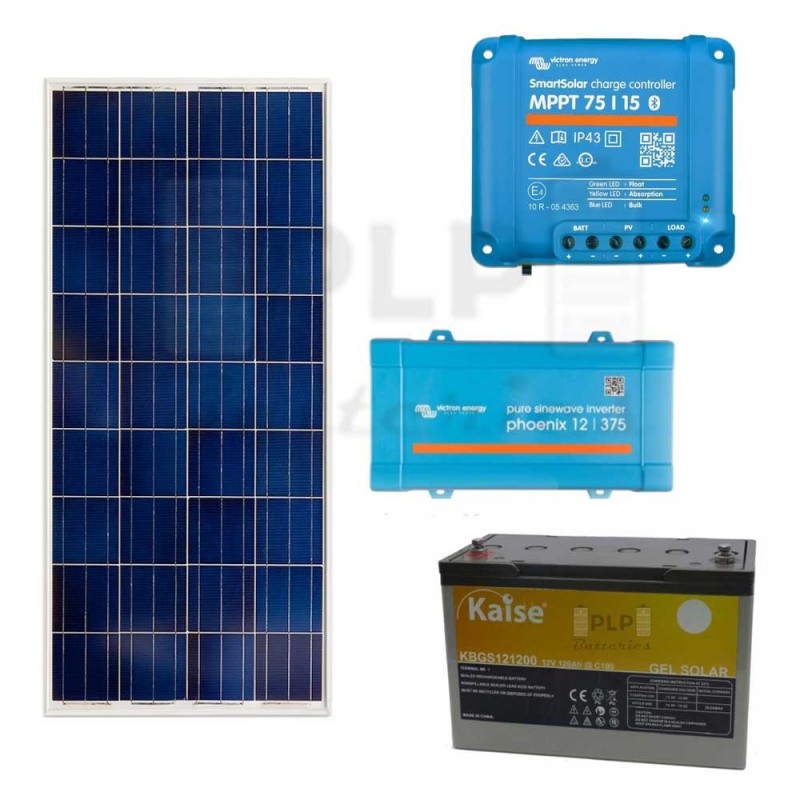 Photovoltaic solar energy kit for caravans, vans or motorhomes