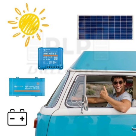 Photovoltaic solar energy kit for caravans, vans or motorhomes