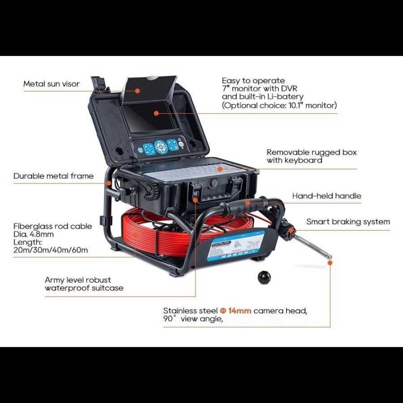 Drain & pipe sewer Inspection Camera Dual Robuscam w/ 512Hz emissor