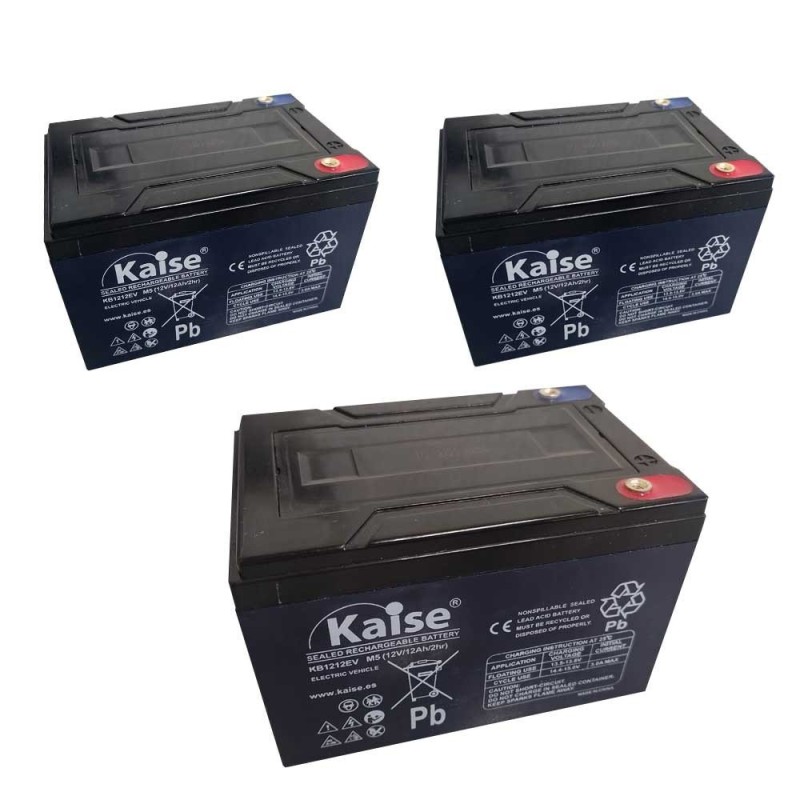 Kit 3 Baterías AGM Scooter 36V 12Ah | Comprar Online | PLP Batteries