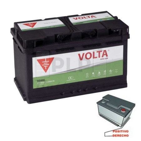 Car Battery Start Stop AGM 12v 80 Ah 800 A EN Volta - SG800D