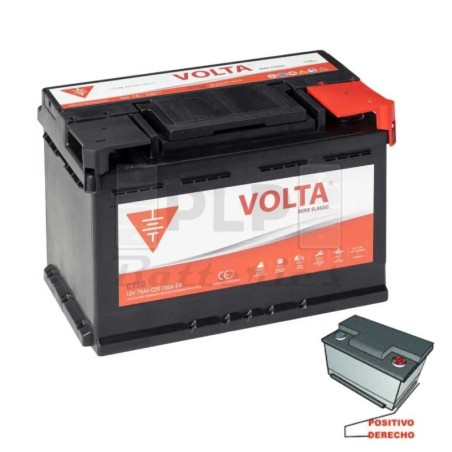 Batería De Coche 12v 75Ah 700A EN Volta C750D Classic