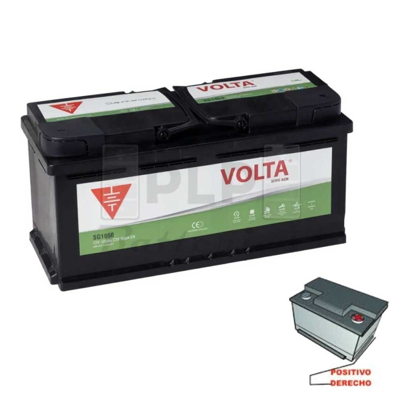 Batería Coche Volta SG1050D AGM 105Ah | Comprar Online | PLP Batteries