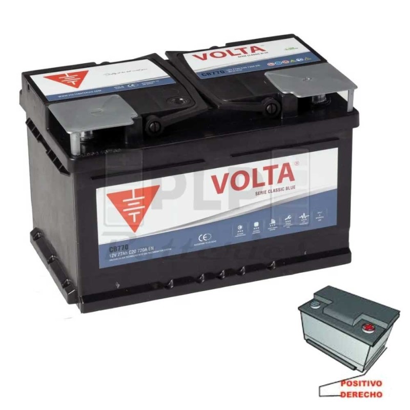 12v 77Ah 720A EN Classic Blue Volta Car Battery - CB770D