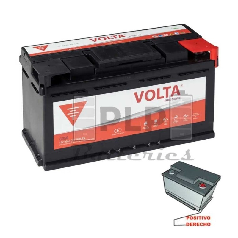 Car Battery 12v 95Ah 760A EN Classic Volta C950D