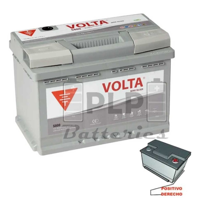 Batería Coche Volta S800D 80Ah | Comprar Online | PLP Batteries