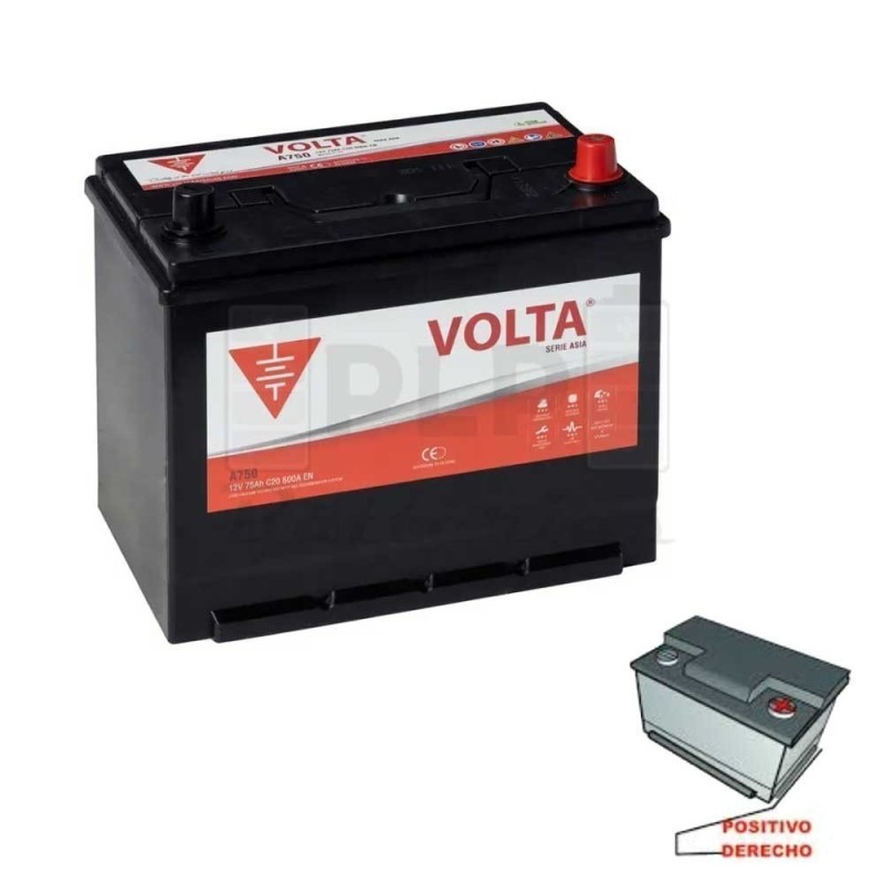 Batería Coche Volta A750D Asia 75Ah | Comprar Online | PLP Batteries