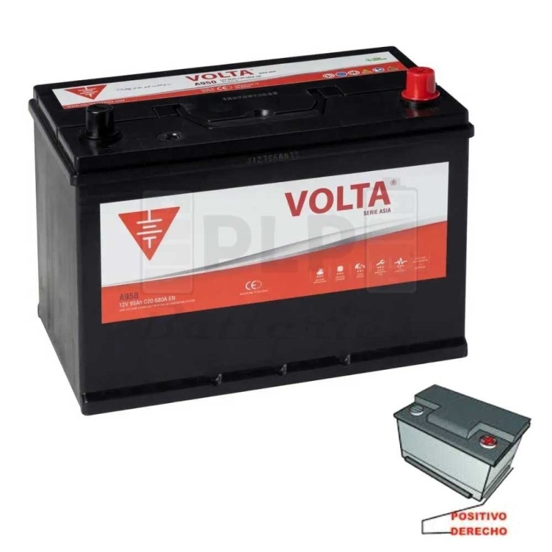Car Battery 12V 95Ah 680A EN Asia Volta A950D