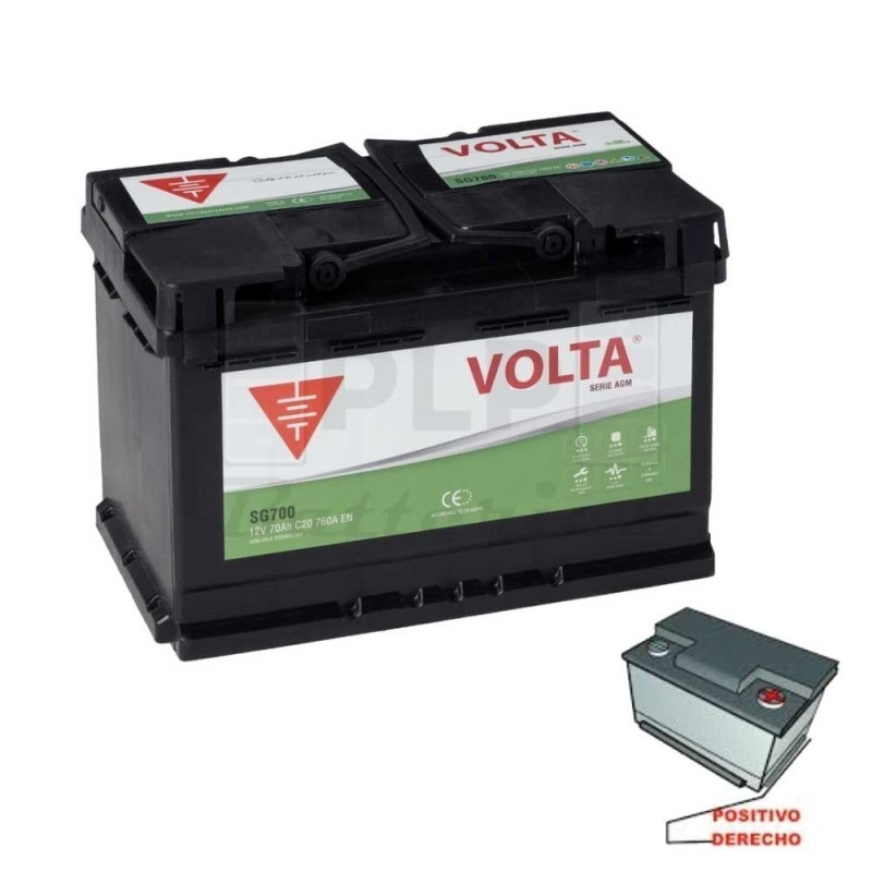 Batería Coche Volta SG700D AGM 70Ah | Comprar Online | PLP Batteries