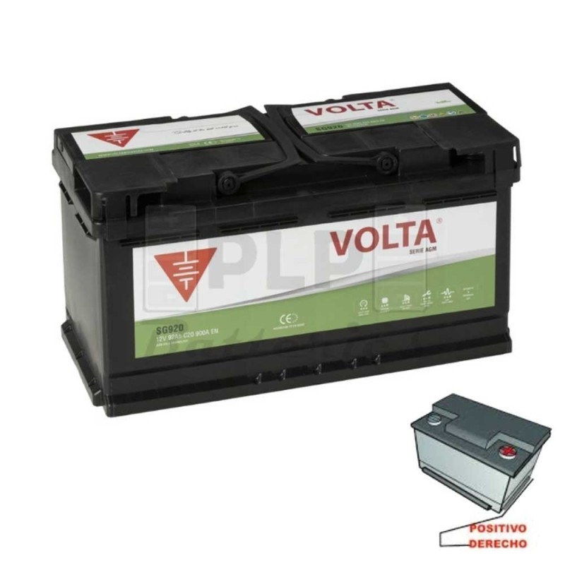 Batería Coche Volta SG920D AGM 92Ah | Comprar Online | PLP Batteries
