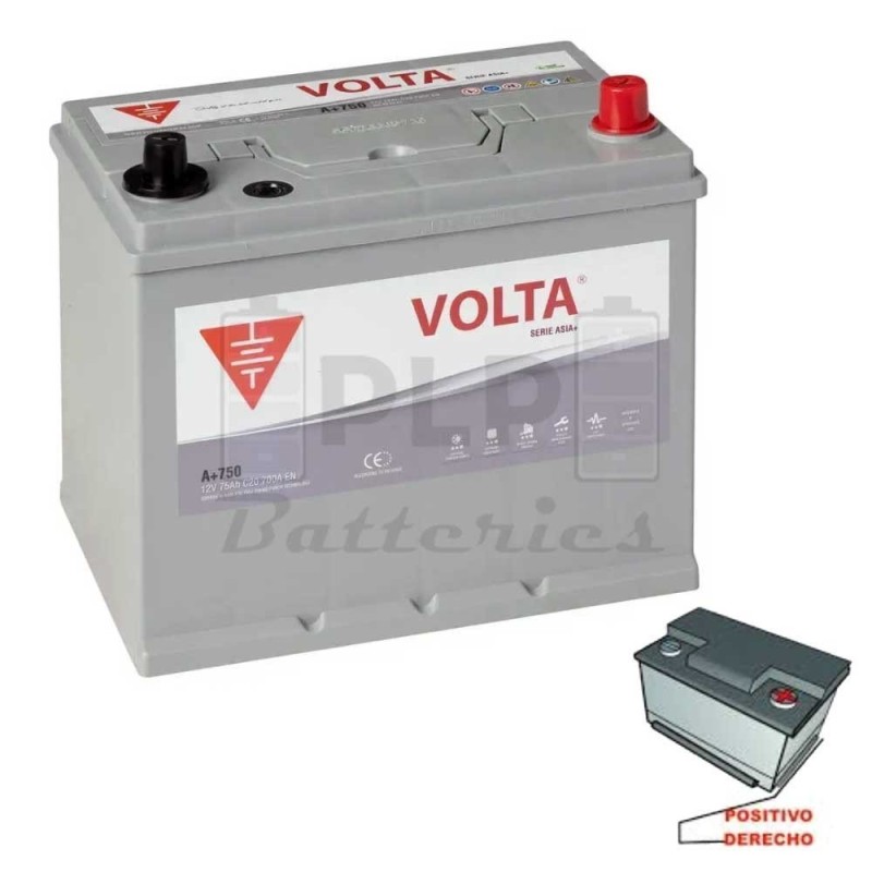 Car Battery 12V 75Ah 700A EN Asia Plus Volta A+750D