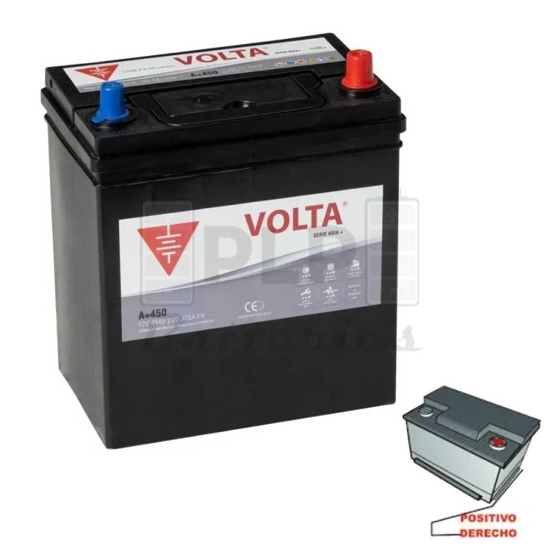 12V 45Ah 370A EN Asia Plus Car Battery Volta A+450D